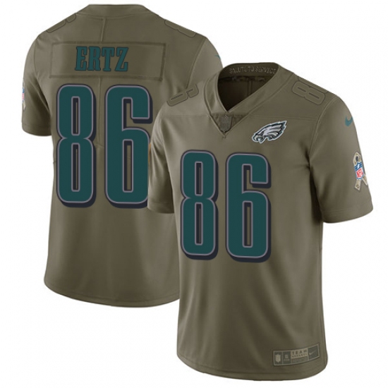 Youth Nike Philadelphia Eagles #86 Zach Ertz Limited Olive 2017 Salute to Service NFL Jersey - Ujersey