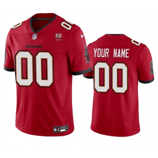 Men's Tampa Bay Buccaneers Active Player Custom Red 2025 50th Anniversary Patch Vapor Limited Football Stitched Jersey - Ujersey
