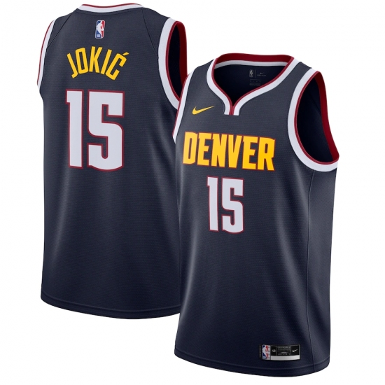 Men's Denver Nuggets #15 Nikola Jokic Nike Navy 2020-21 Swingman Jersey - Ujersey