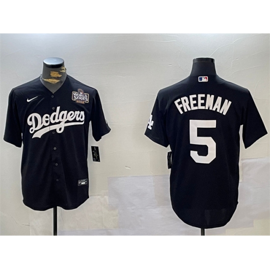Men's Los Angeles Dodgers #5 Freddie Freeman Black 2024 World Series Cool Base Stitched Baseball Jersey - Ujersey