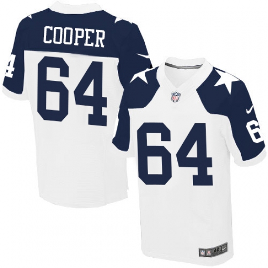 Men's Nike Dallas Cowboys #64 Jonathan Cooper Elite White Throwback Alternate NFL Jersey - Ujersey