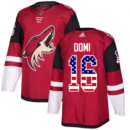 Youth Adidas Arizona Coyotes #16 Max Domi Authentic Red USA Flag Fashion NHL Jersey