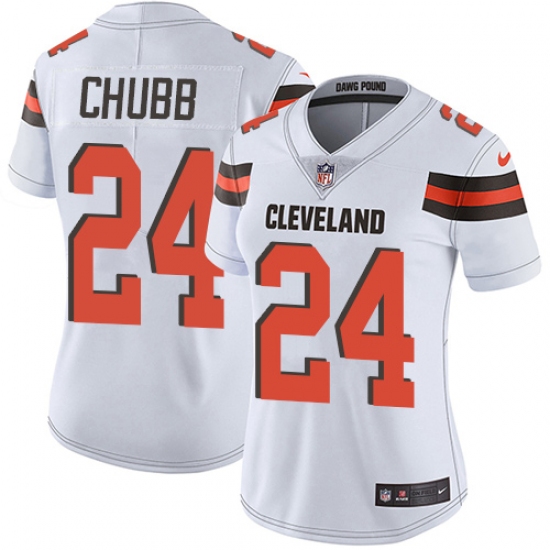 Women's Nike Cleveland Browns #24 Nick Chubb White Vapor Untouchable Limited Player NFL Jersey - Ujersey