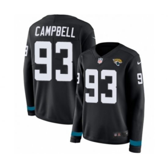 Women's Nike Jacksonville Jaguars #93 Calais Campbell Limited Black Therma Long Sleeve NFL Jersey - Ujersey