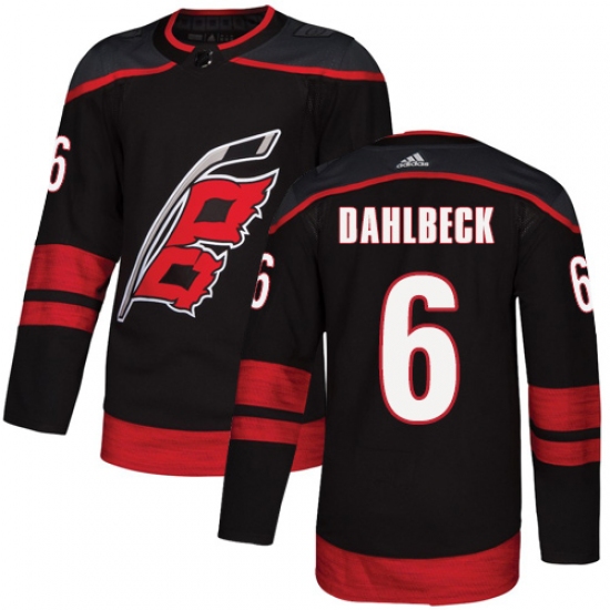 Youth Adidas Carolina Hurricanes #6 Klas Dahlbeck Premier Black Alternate NHL Jersey - Ujersey