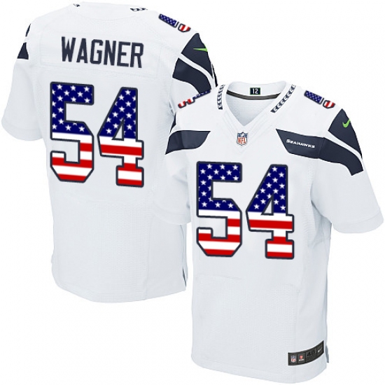 Men's Nike Seattle Seahawks #54 Bobby Wagner Elite White Road USA Flag Fashion NFL Jersey - ujerseystore