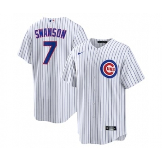 Men's Chicago Cubs #7 Dansby Swanson White Cool Base Stitched Baseball Nike Jersey - Ujersey