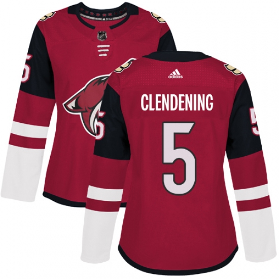 Women's Adidas Arizona Coyotes #5 Adam Clendening Authentic Burgundy Red Home NHL Jersey - Ujersey
