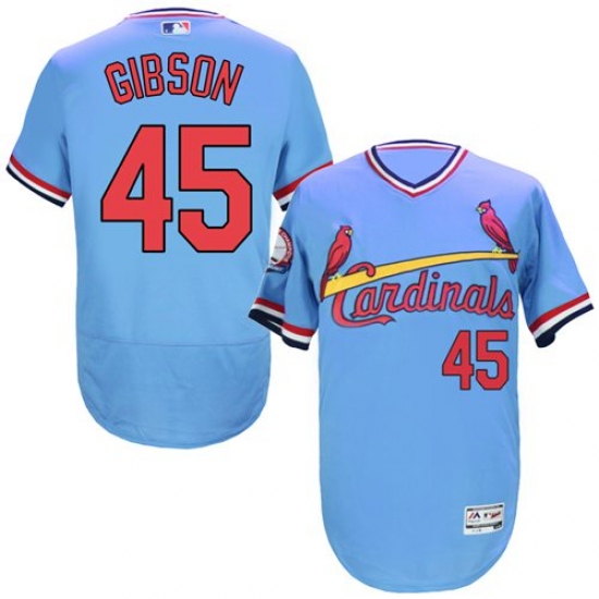 Men's Majestic St. Louis Cardinals #45 Bob Gibson Light Blue Flexbase Authentic Collection Cooperstown MLB Jersey - Ujersey