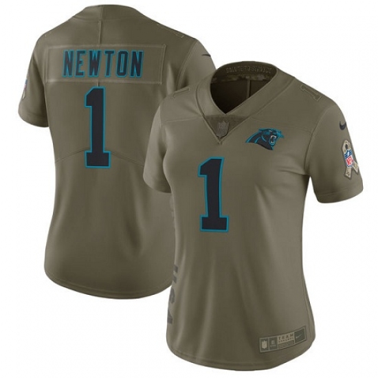 Women's Nike Carolina Panthers #1 Cam Newton Limited Olive 2017 Salute to Service NFL Jersey - Ujersey
