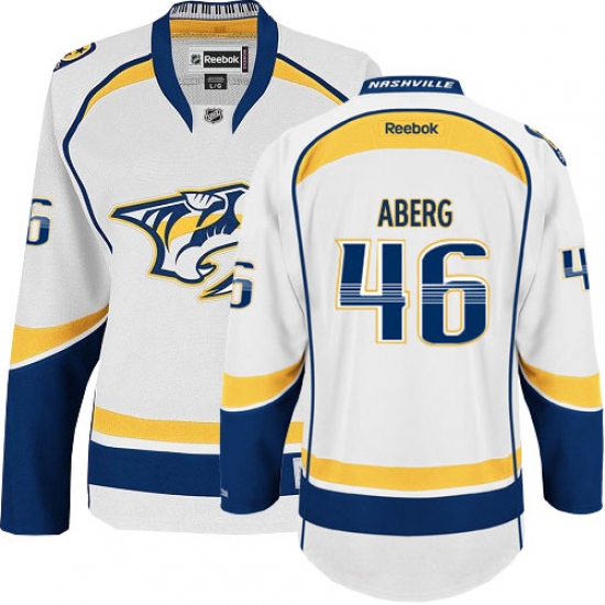 Women's Reebok Nashville Predators #46 Pontus Aberg Authentic White Away NHL Jersey - Ujersey