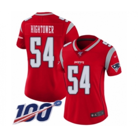 Women's New England Patriots #54 Dont'a Hightower Limited Red Inverted Legend 100th Season Football Jersey - Ujersey