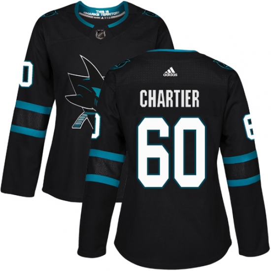 Women's Adidas San Jose Sharks #60 Rourke Chartier Premier Black Alternate NHL Jersey - Ujersey