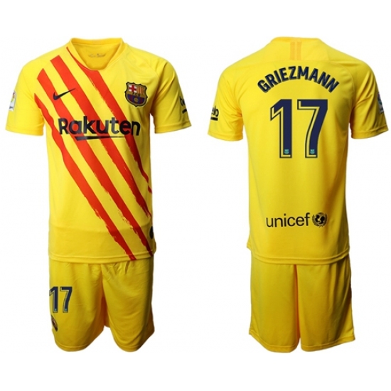 Barcelona #17 Griezmann Yellow Soccer Club Jersey