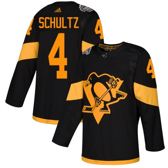 Men's Adidas Pittsburgh Penguins #4 Justin Schultz Black Authentic 2019 Stadium Series Stitched NHL Jersey - Ujersey