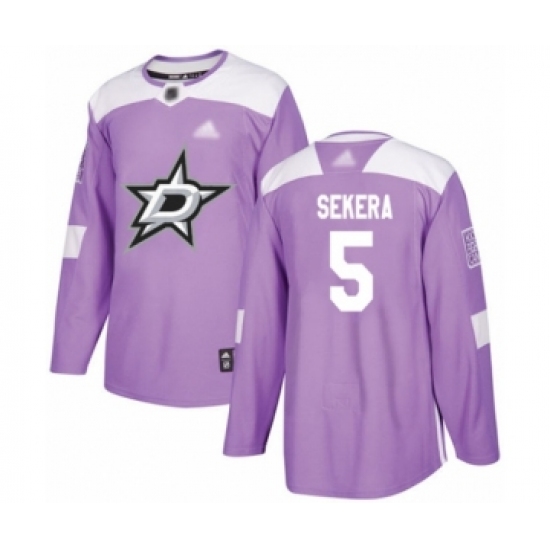 Youth Dallas Stars #5 Andrej Sekera Authentic Purple Fights Cancer Practice Hockey Jersey - Ujersey
