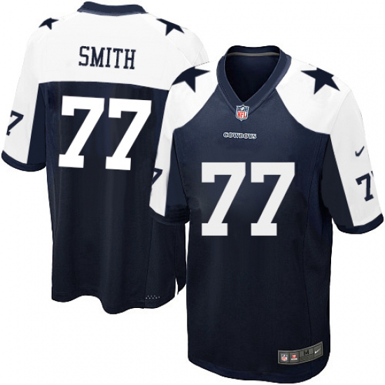 Men's Nike Dallas Cowboys #77 Tyron Smith Game Navy Blue Throwback Alternate NFL Jersey - Ujersey