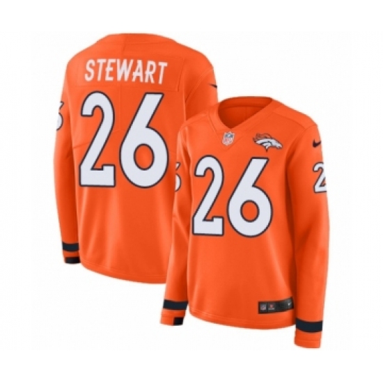 Women's Nike Denver Broncos #26 Darian Stewart Limited Orange Therma Long Sleeve NFL Jersey - Ujersey