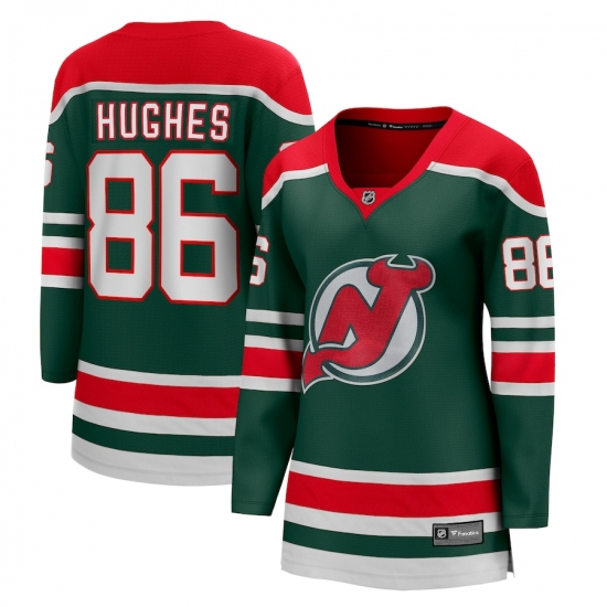 Women's New Jersey Devils #86 Jack Hughes Fanatics Branded Green 2020-21 Special Edition Breakaway Player Jersey - Ujersey