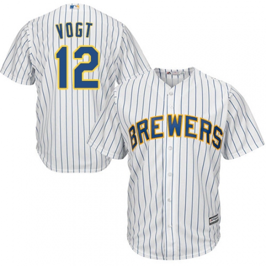 Youth Majestic Milwaukee Brewers #12 Stephen Vogt Replica White Alternate Cool Base MLB Jersey - Ujersey