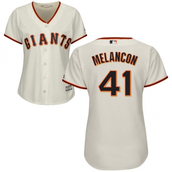 Women's Majestic San Francisco Giants #41 Mark Melancon Authentic Cream Home Cool Base MLB Jersey - Ujersey