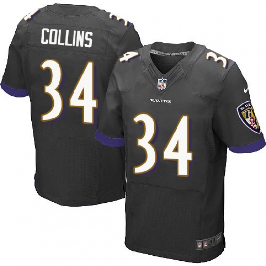 Men's Nike Baltimore Ravens #34 Alex Collins Elite Black Alternate NFL Jersey - Ujersey