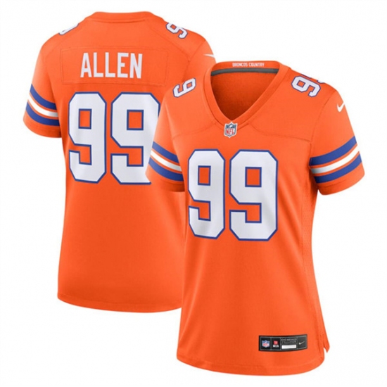Women's Denver Broncos #99 Zach Allen Orange Mile High Collection 1977 Throwback Stitched Jersey(Run Small) - Ujersey