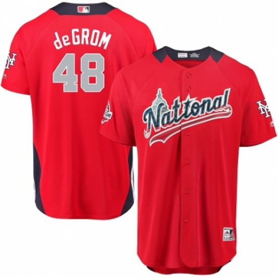 Youth Majestic New York Mets #48 Jacob deGrom Game Red National League 2018 MLB All-Star MLB Jersey - Ujersey