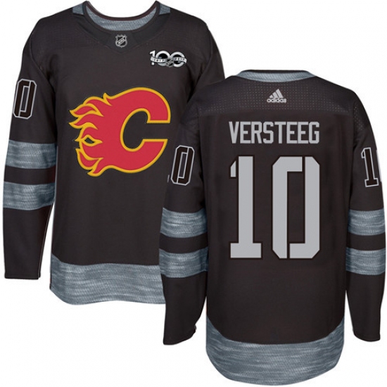 Men's Adidas Calgary Flames #10 Kris Versteeg Authentic Black 1917-2017 100th Anniversary NHL Jersey - Ujersey