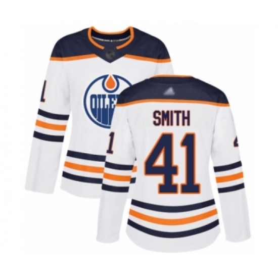 Women's Edmonton Oilers #41 Mike Smith Authentic White Away Hockey Jersey