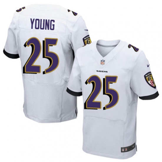 Men's Nike Baltimore Ravens #25 Tavon Young Elite White NFL Jersey