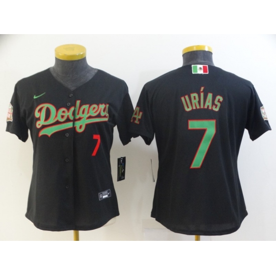 Women's Nike Los Angeles Dodgers #7 Julio Urias Black 2020 World Series Authentic Jersey - Ujersey