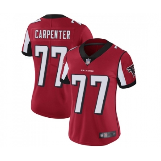 Women's Atlanta Falcons #77 James Carpenter Red Team Color Vapor Untouchable Limited Player Football Jersey - Ujersey