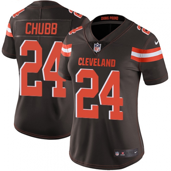 Women's Nike Cleveland Browns #24 Nick Chubb Brown Team Color Vapor Untouchable Limited Player NFL Jersey - Ujersey