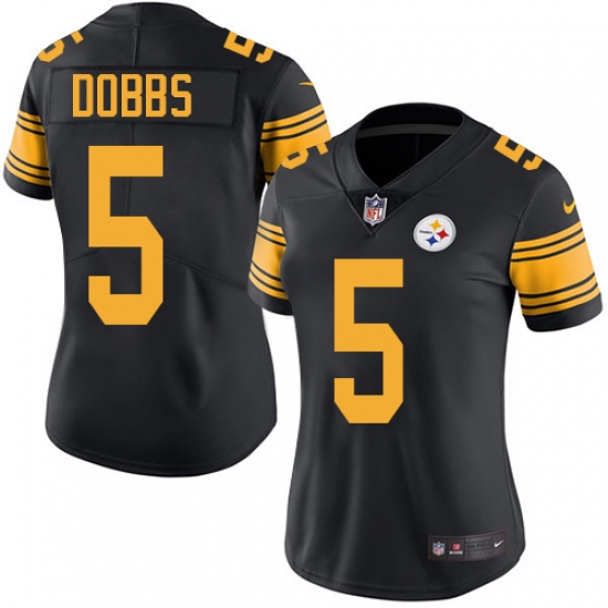 Women's Nike Pittsburgh Steelers #5 Joshua Dobbs Limited Black Rush Vapor Untouchable NFL Jersey - Ujersey