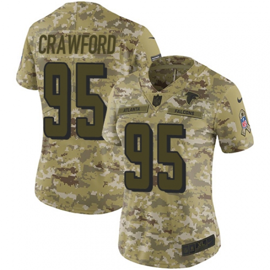 Women's Nike Atlanta Falcons #95 Jack Crawford Limited Camo 2018 Salute to Service NFL Jersey - Ujersey