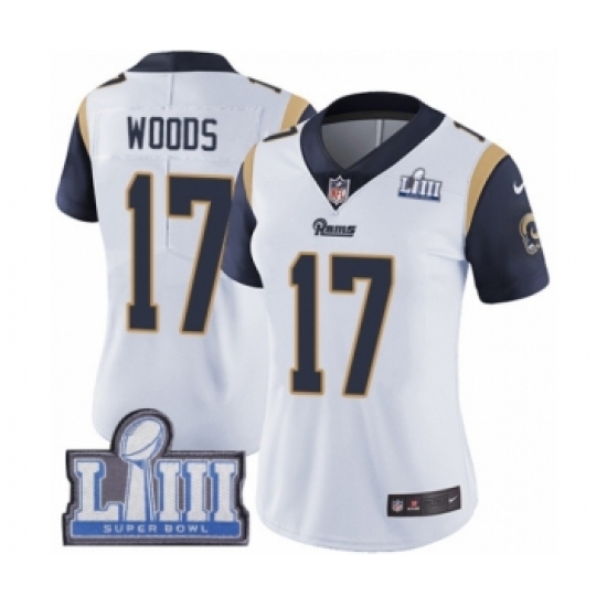 Women's Nike Los Angeles Rams #17 Robert Woods White Vapor Untouchable Limited Player Super Bowl LIII Bound NFL Jersey - Ujersey