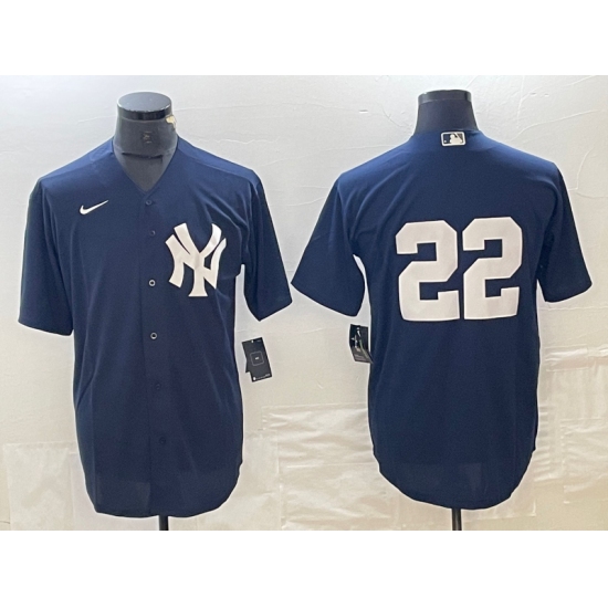 Men's New York Yankees #22 Juan Soto Navy Blue Cool Base Stitched Baseball Jersey - Ujersey