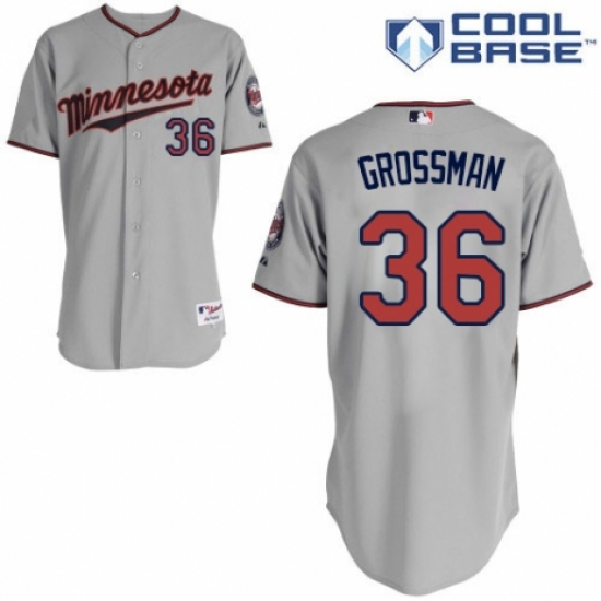 Youth Majestic Minnesota Twins #36 Robbie Grossman Authentic Grey Road Cool Base MLB Jersey - Ujersey