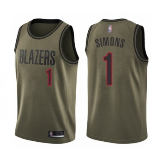 Men's Portland Trail Blazers #1 Anfernee Simons Swingman Green Salute to Service Basketball Jersey - Ujersey