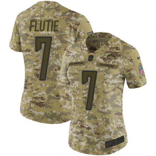 Women's Nike Los Angeles Chargers #7 Doug Flutie Limited Camo 2018 Salute to Service NFL Jersey - Ujersey