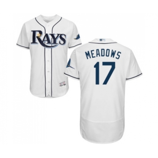 Men's Tampa Bay Rays #17 Austin Meadows Home White Home Flex Base Authentic Collection Baseball Jersey - Ujersey