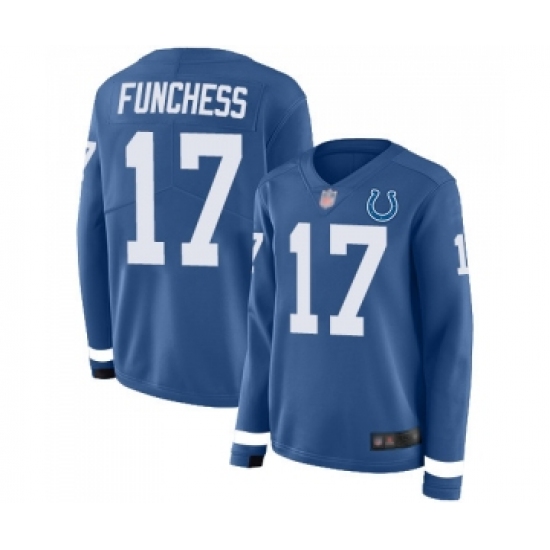 Women's Indianapolis Colts #17 Devin Funchess Limited Blue Therma Long Sleeve Football Jerseys - Ujersey