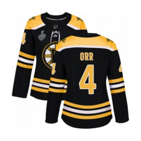Women's Boston Bruins #4 Bobby Orr Authentic Black Home 2019 Stanley Cup Final Bound Hockey Jersey - Ujersey