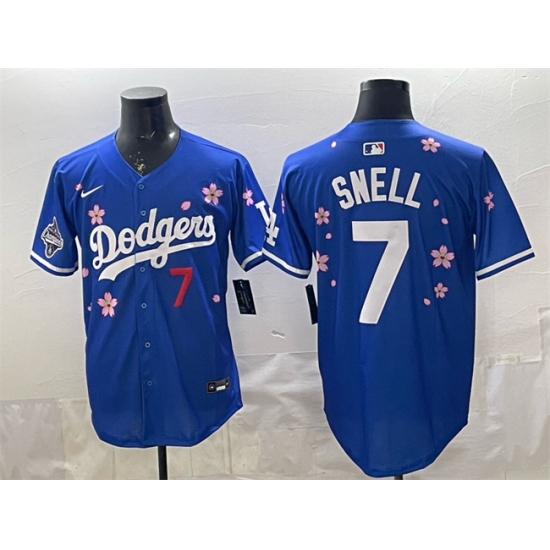 Men's Los Angeles Dodgers #7 Blake Snell Royal 2025 World Series Champions Tokyo Series Limited Stitched Baseball Jersey - Ujersey