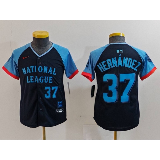 Youth Los Angeles Dodgers #37 Teoscar Hernandez Number Navy 2024 All Star Limited Stitched Jersey - Ujersey