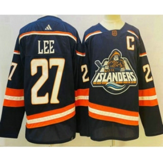Men's New York Islanders #27 Anders Lee Blue 2022 Reverse Retro Stitched Jersey - Ujersey