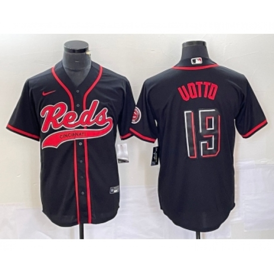 Men's Cincinnati Reds #19 Joey Votto Black 2023 City Connect Cool Base Stitched Jersey - Ujersey