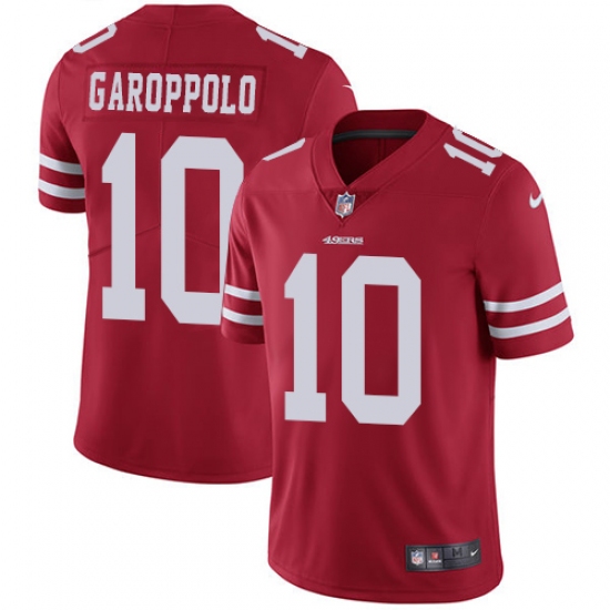 Youth Nike San Francisco 49ers #10 Jimmy Garoppolo Red Team Color Vapor Untouchable Limited Player NFL Jersey - Ujersey