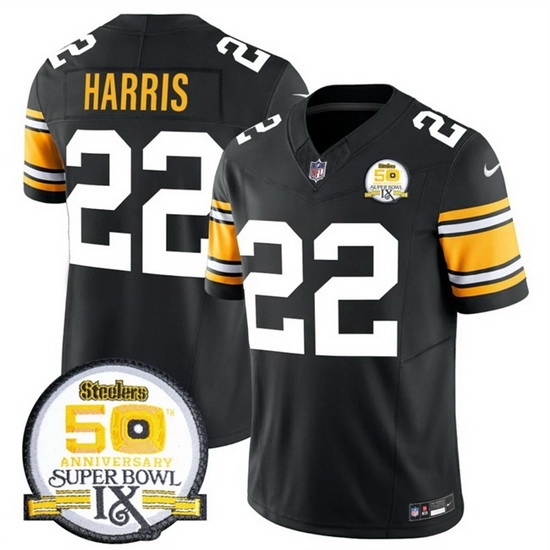 Men's Pittsburgh Steelers #22 Najee Harris Black 2024 F U S E 50th Anniversary Of Super Bowl IX Vapor Untouchable Limited Stitched Jersey - Ujersey